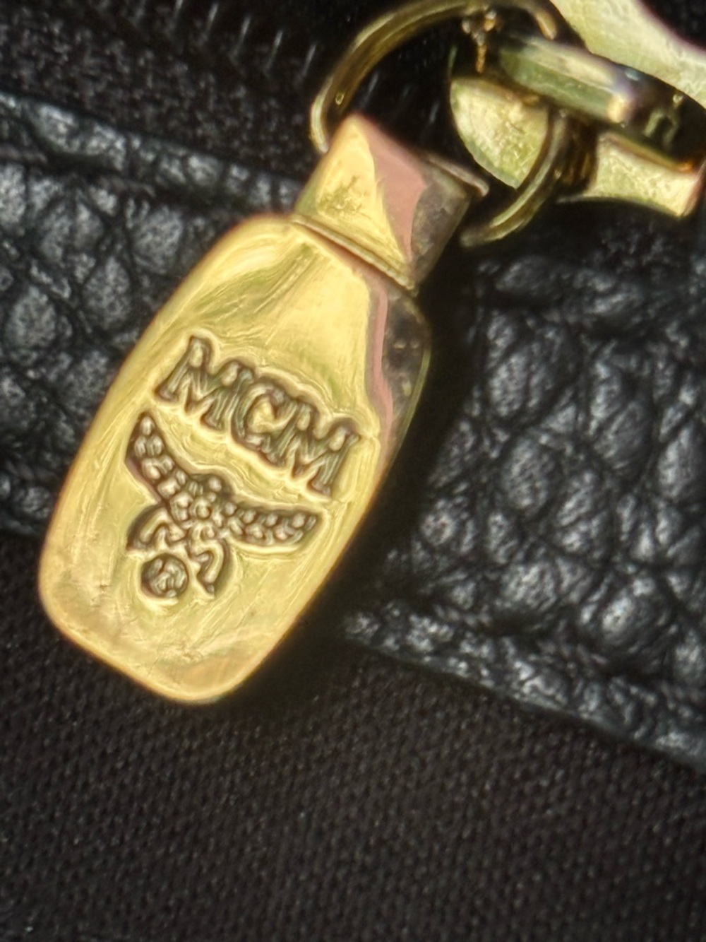 MCM Black Leather Drawstring Crossbody Bag with Gold Hardware - Picture 10 of 14